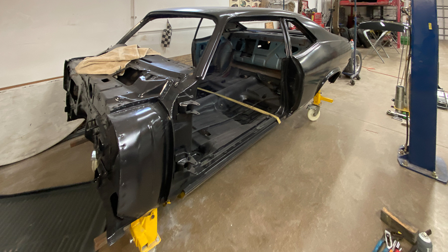 1972 Nova driver side body front in epoxy primer