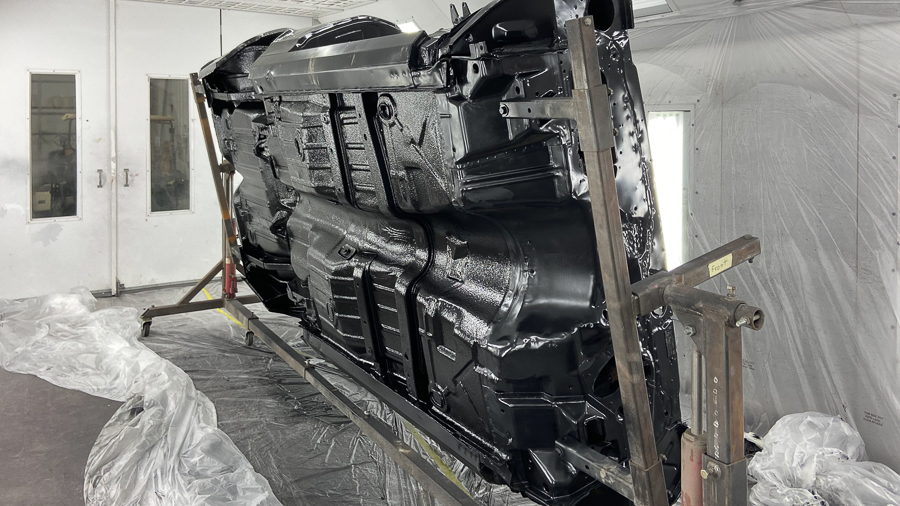 Rubberized coating applied to 1972 Nova undercarriage 
